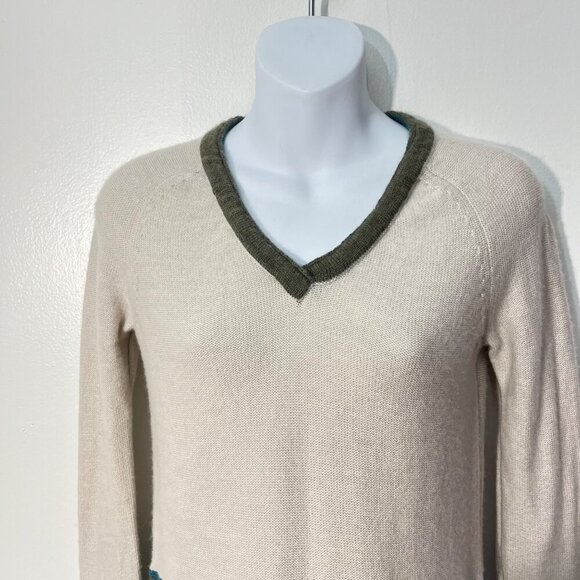 Horny  Toad Colorblock Stripe Merino Wool‎ V Neck Sweater Size XS - Picture 2 of 8